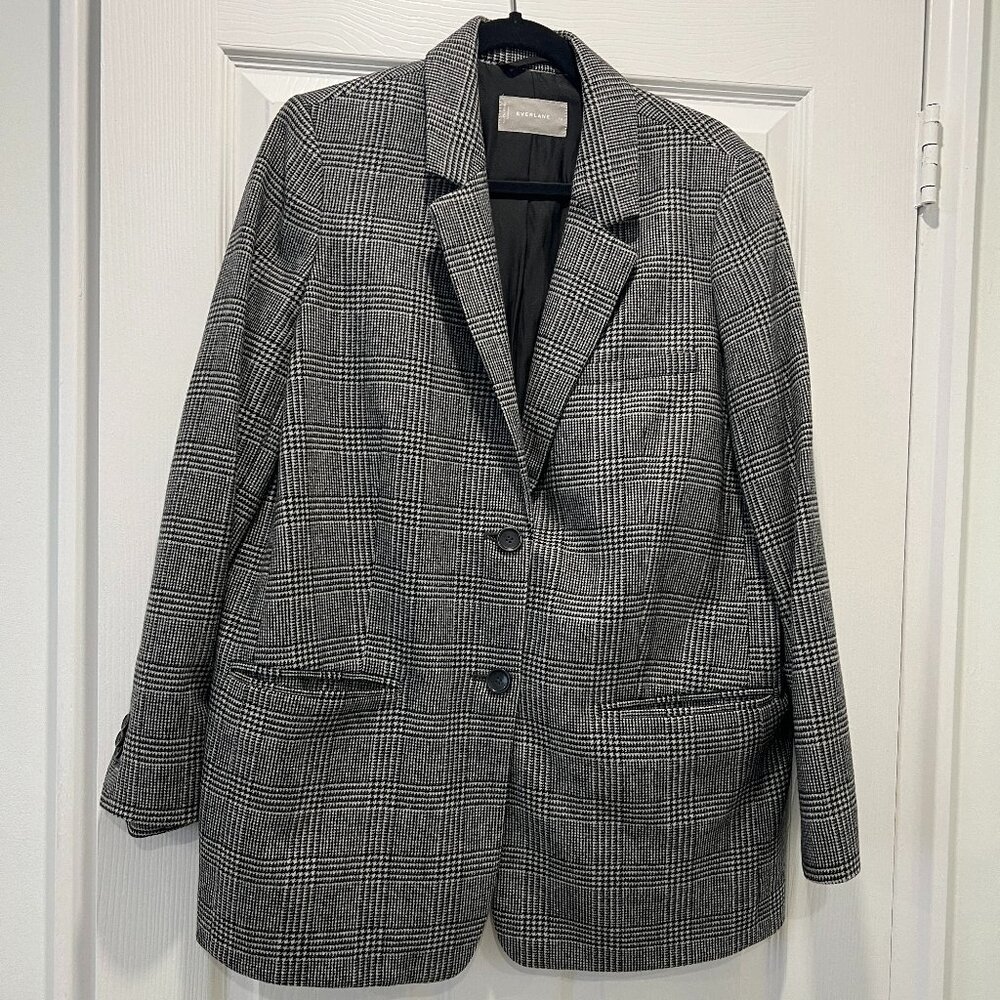 Everlane The Oversized Blazer in Wool Glen Plaid Size 12